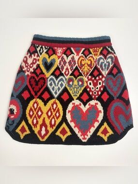Farm Rio Black Hearts Ikat Knit Skirt